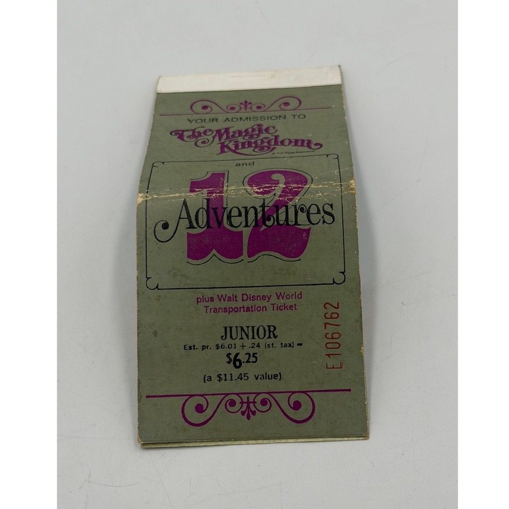Disney Magic Kingdom Ticket Book Junior 12 Adventures Vintage 1970s Coupons